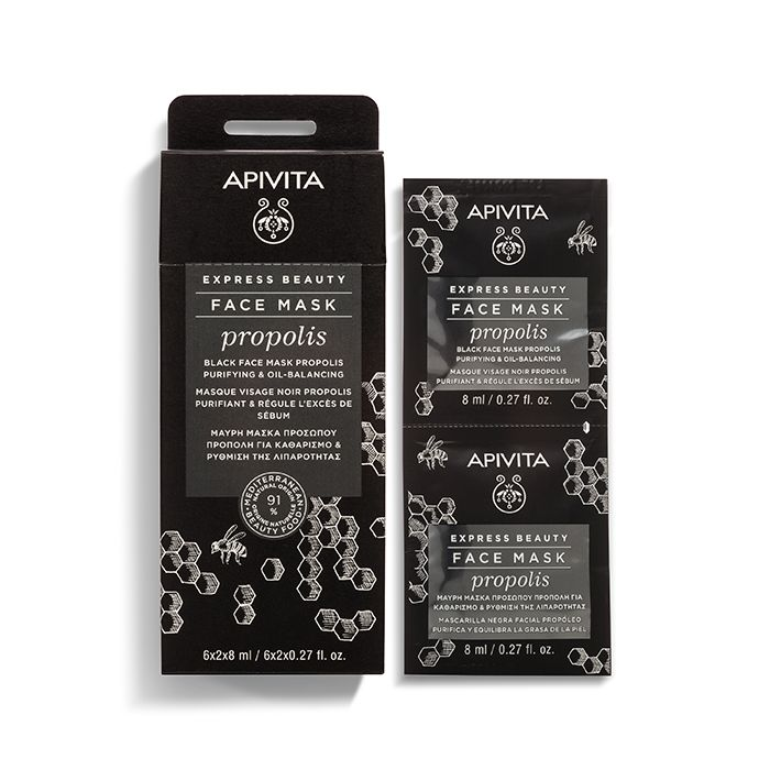 APIVITA EXPRESS BEAUTY Black Face Mask with Propolis, Purifying & Oil-balancing