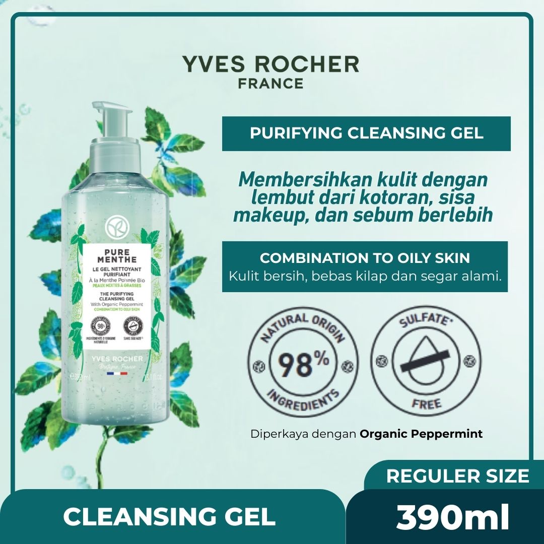 Jual Yves Rocher Pure Menthe The Purifying Cleansing Gel hanya di C&F
